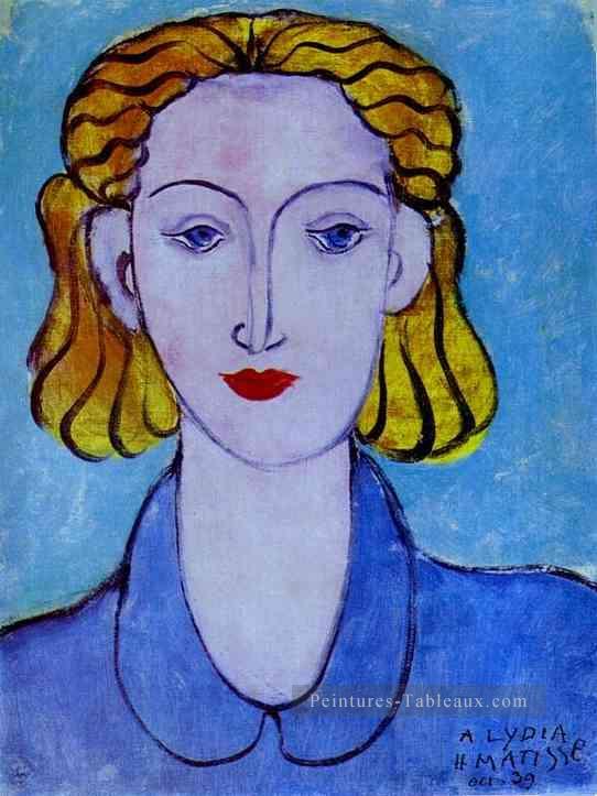 Jeune femme dans a blouse bleue portrait de Lydia Delectorskaya les artist’s secrétaire 1939 fauve Peintures à l'huile